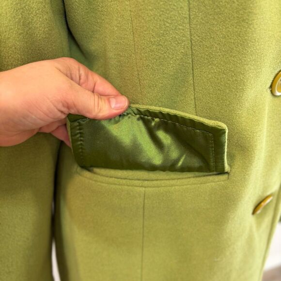 Nicole Wool Cashmere Single Breast Mid Length Clat in Green sz M - Picture 6 of 13